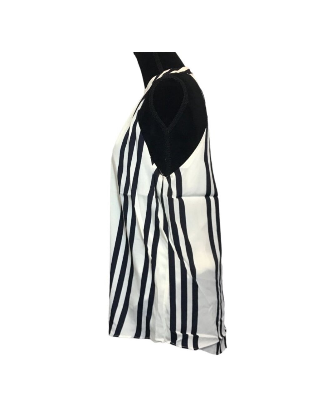 Bishop + Young Striped High Neck Halter Top in Navy Stripe - Size L - New - Picture 2 of 7